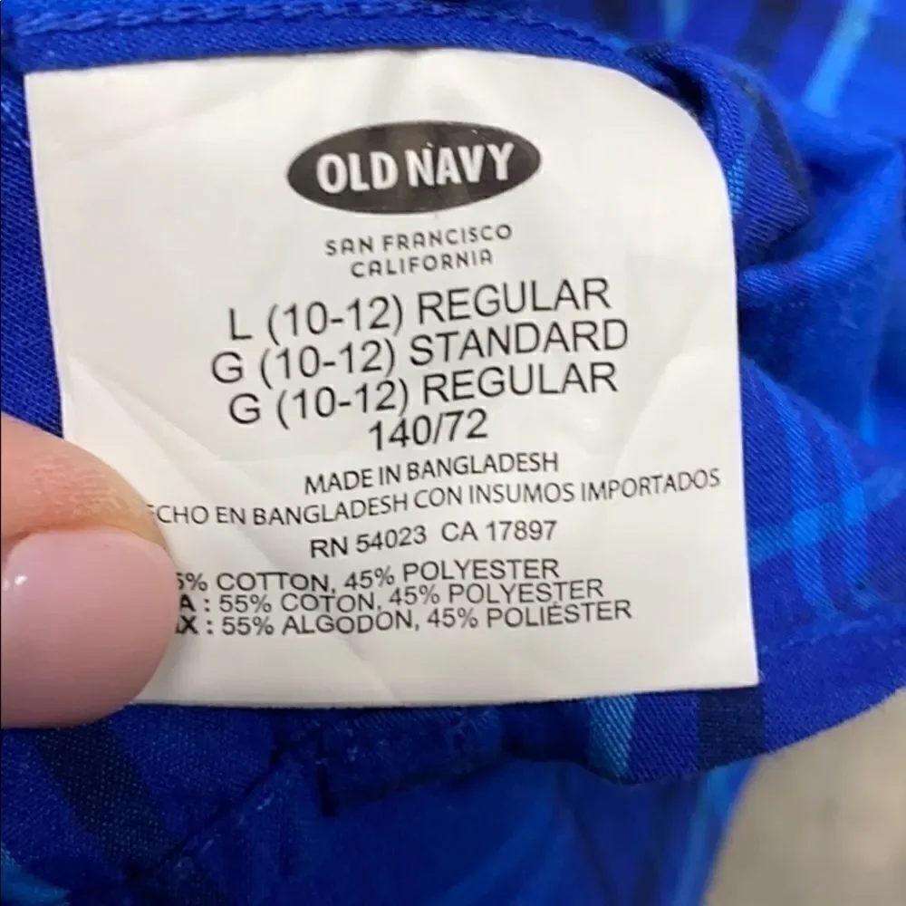 Old Navy L/S Blue Plaid boys button down Size L